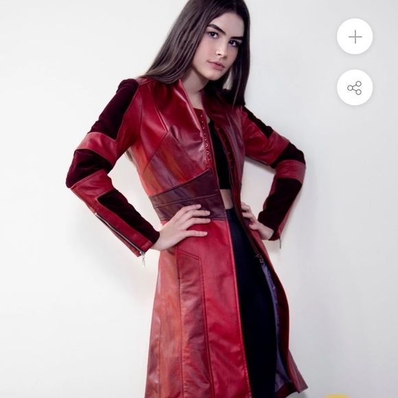 COPY - LUCA RED SCARLET LEATHER CORSET $ JACKET - Picture 1 of 16